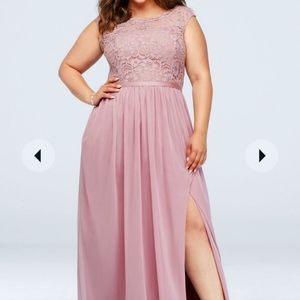 Davids bridal plum long 3/4 sleeve dress